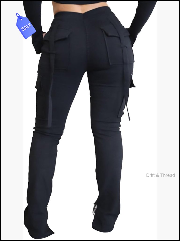 Women's Stretchy Cargo Sweatpants Drawstring Joggers Lounge Leggings